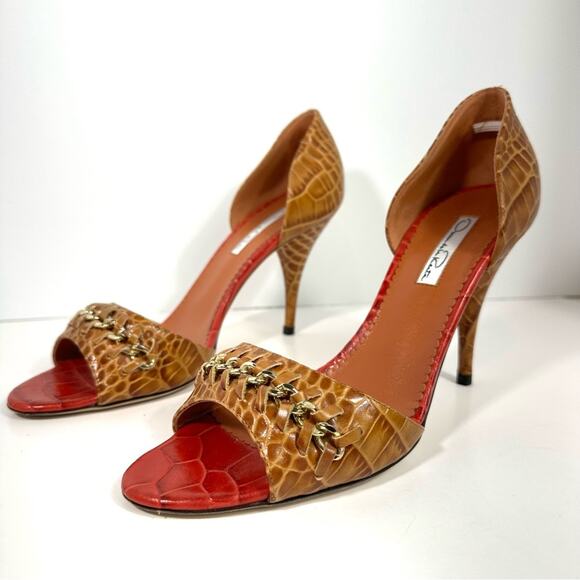 Oscar de la Renta Red and Brown Heels - Picture 8 of 14
